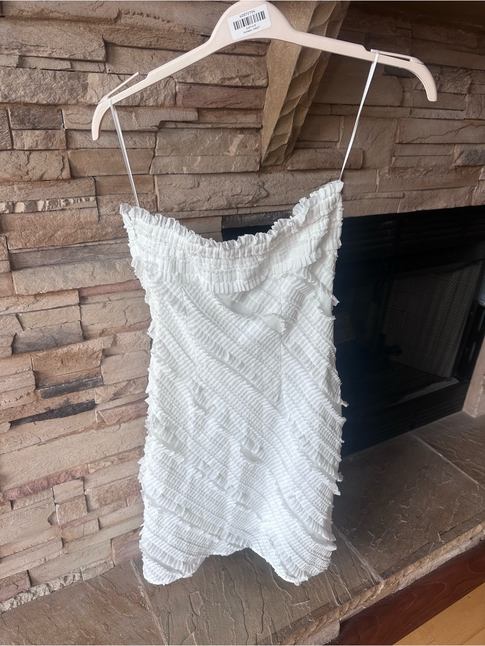 NWT: Anthropologie Endless Rose White Strapless Textured Mini Dress - Picture 6 of 7